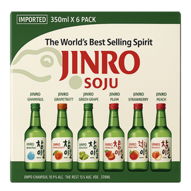 Soju Jinro Chamisul (fresh original), Grapefruit, Green Apple, Plum, Strawberry, Peach Pack (6 x 350ml)