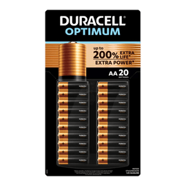 Alcohol Ninja Duracell Optimum AA Alkaline Batteries Pack of 20 FD001-1