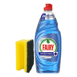 Alcohol Ninja Fairy Anti-Bacterial Washing Up Liquid & Scotch Brite Classic Heavy Duty Scrub Sponge FY004