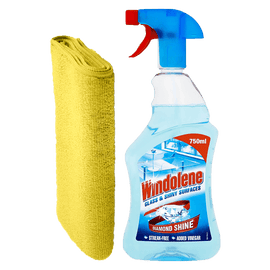 Windolene Glass & Shiny Surfaces with Microfibre Towel 750ml - www.alcohol.ninja